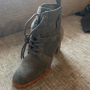 White House Black Market Suede Army Green Boots, size 6